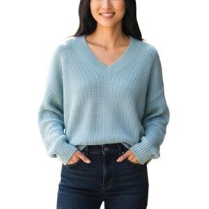 Sunny Cashmere Ice Blue V-Neck Sweater
